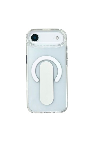 Apple iPhone 17 Air Magsafe Uyumlu Standlı Şeffaf Kılıf Beyaz