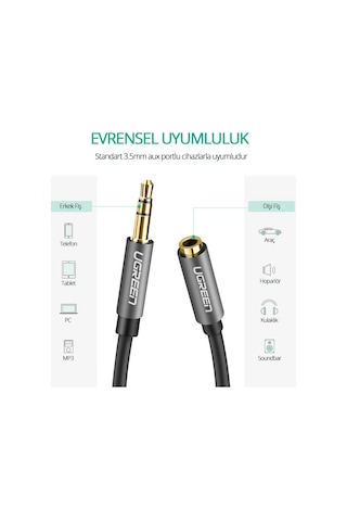 Ugreen 3.5 Mm Jack Ses Aux Uzatma Kablosu 3 Metre, 10595