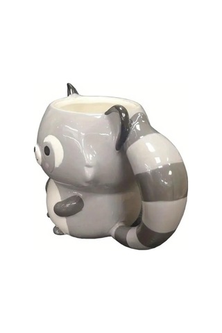3d Rakun Seramik Kahve Fincanı Gri
