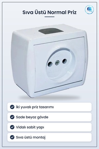 Sıva Üstü Normal Priz Elektrik Tesisat Malzemesi Mutfak Ev Ofis K