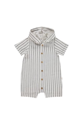 Civil Baby Çizgili Kapüşonlu 6-18 Ay Tulum - Lacivert Koyu Lacivert
