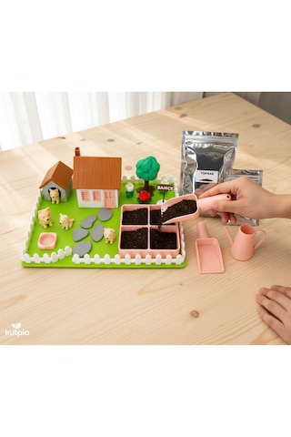 Kutpia Mini Bahçe Çocuk Oyun Ve Eğitim Seti 25x19cm - Sevimli Köpekler Pembe