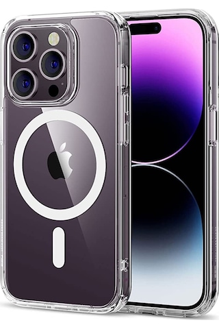 Apple Uyumlu   iPhone 14 Pro MagSafe Şeffaf Arka Kapak Silikon Kılıf