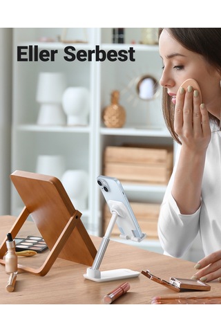 Ugreen Katlanabilir Çok Açılı Yükseklik Ayarlı Telefon Standı, Beyaz, 20434