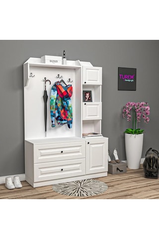 Orange Membran Portmanto Mdf Beyaz