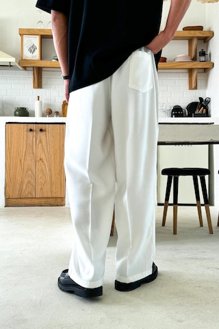 Flaw Rahat Kesim Bel Lastikli Baggy Pantolon Beyaz Beyaz