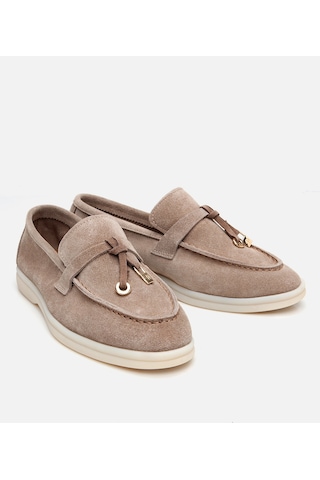 Hotiç Kadın Süet Deri Bej Klasik Loafer