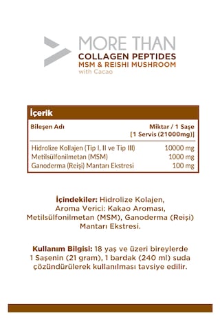 More Than Peptıdes MSM & Reıshı Mushroom Collegen 30 Saşe