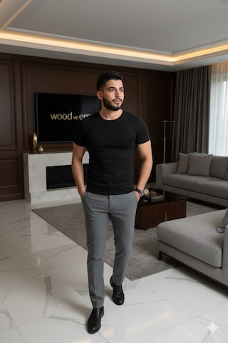 Lüx Wood Lüx Erşah 6 Lı Ekonomik Paket Likralı Kapalı Yaka Penye 95 % Pamuk 5% Lıkra Siyah