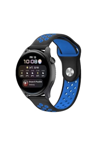 Buradabulabilirsin Watch 20mm Uyumlu Spor Delikli Kordon - Siyah-mavi Bbz