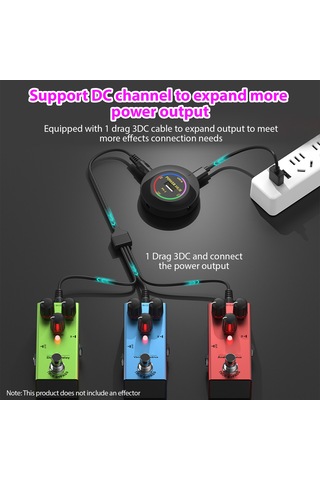 Xindoker Gitar Efekt Pedalları İçin 3 Kanal 9v/12v/15v Düşük Gürültü Güç Kaynağı, Usb Şarj Fonksiyonu Ve Kompakt Tasarım
