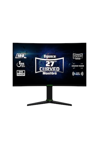 Monster Aryond A27 V2 27" 1 MS 180 HZ QHD HDR10 300 Nit G-Sync FreeSync Curved Pivot VA Oyuncu Monitörü