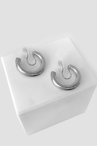 Chavin Gri Bijuteri Deliksiz Kulaklar İçin Geçirmeli Küpe Ev16by Gri