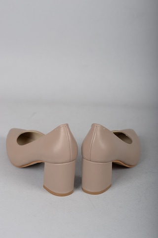 Seç Kundura SEÇ 1930 KALIN TOPUKLU HAKİKİ DERİ STİLETTO (6,5cm) VİZON