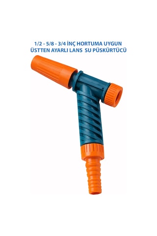 Lans Üstten Ayarlı Su Fıskiyesi 1/2 - 5/8 - 3/4 İnç Hortum Uyumlu, Hortum Ucu, Lans Araç Yıkama Ve Bahçe Sulama Aparatı Ayarlanabilir Su Püskürtme Hortum Ucu