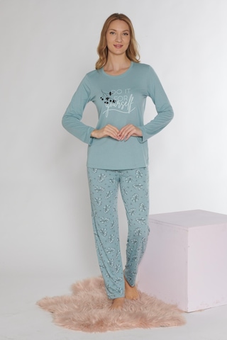 Uzun Kol Pijama Takımı Viskon Alperi 790-37 Mint