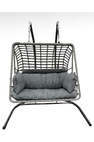 Tu Tienda Tu Tienda İki Kişilik Rattan Örgü Salıncak Duman Renk
