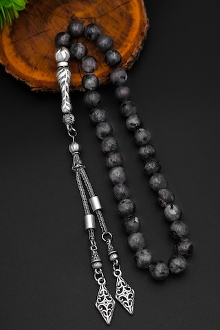 Erkek Doğal Taş Tesbih Lavrakit Tesbih 8 Mm Bt038 Gri