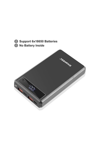 Flybuy 6 Adet 18650 24w Hızlı Şarj Güç Bankası Kutusu Ekranlı Kılıf, Siyah Renkli