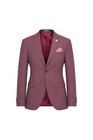 Plus Scorpion Erkek Mono Yaka Tek Düğmeli Çift Yırtmaçlı Blazer Ceket Premium Dokuma Kumaş, 8 Renk Mürdüm