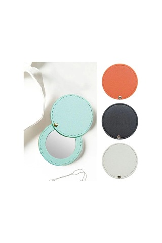 Ultra İnce Makyaj Aynası Pu Deri Cep Aynası Taşınabilir Kozmetik Aynası Sarı