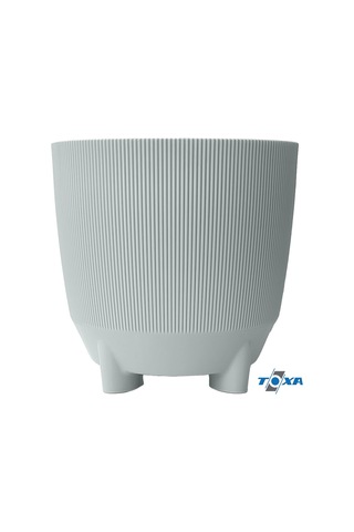 Luna Saksı Çizgili Dekoratif Ayaklı 1 Adet, Gri, 5 Litre