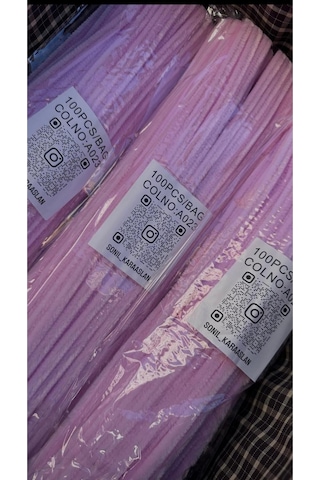 Şönil 100 Lü Pembe A023 Renk Kod 30 Cm - Yoğun Tüylü Hobi Çubuğu Tel El İşi 100 Lü Paket