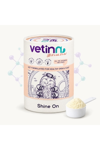 Shine On - Kedi Deri Ve Tüy Sağlığı Destekleyici, Dökülme Karşıtı, Tüy Parlaklığı, Kolay Taranan Tüyler, Toz Form, 150 Gram