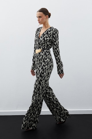 Sateen Desenli Saten Tulum - Siyah