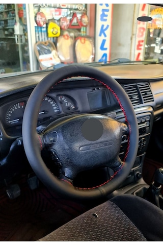 Opel Vectra B Kasa Uyumlu Dikmeli Direksiyon Kılıfı Soft Siyah Kırmızı Ipli