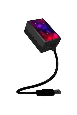 Moly Yunboo C208 Usb Güneş Sistemi Işığı - 3 Modlu Otomatik Döner Esnek Boyunlu, Ot & Ev İçin Romantik Ambiyans Oluşturucu Kırmızı-mavi Siyah Siyah