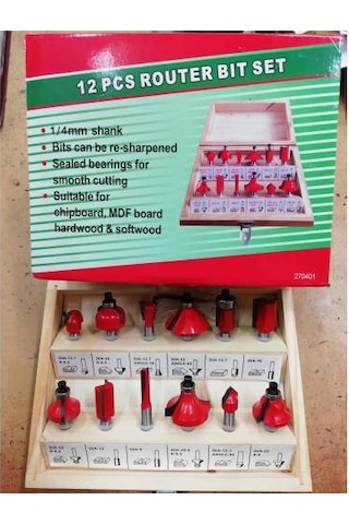 Freze Uç Seti.Takımı.Ahşap Oyma 12 Parça Şaft Mil Çapı 6 Mm