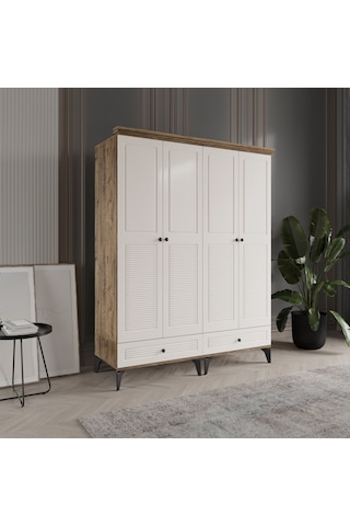 Beenal Nisa 4 Kapaklı Gardırop Dolap 160cm Atlantik Çam-aytaşı
