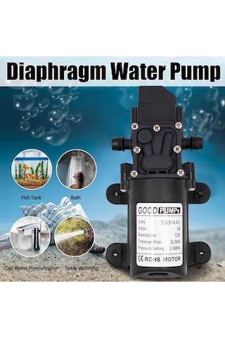 Homyl Dc 12v Su Pompası Kendinden Emişli Diyafram Dümdüz