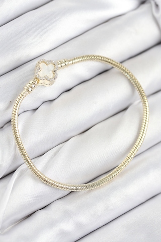 Pirinç Charm Zirkon Taşlı Yonca Model Gold Renk Kadın Bileklik Çok Renkli 29013430