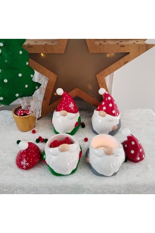1 Adet Seçenekli Yılbaşı Kapakı Noelbaba Mumluk Dekor