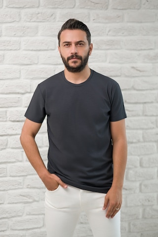Paul Martin Slimfit Fit Bisiklet Yaka Rayon Kumaş Full Likralı T-shirt Antrasit