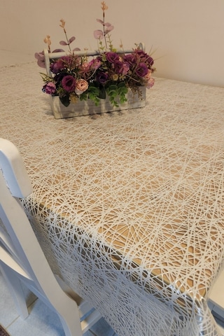 Beyaz Ithal Pvc Muşamba - Desenli Silinebilir Masa Örtüsü Dgr 14 Beyaz