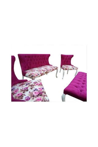 Bengimobilya Berjer Çay Set Kayın Lüken Aslan Iskelet Parlak Beyaz Kapitone Bo (382073383) Abanoz - Beyaz