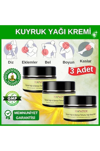 Hanzade Bitkisel Kuyruk Yağlı & Bamya Tohumu Yağlı Masaj Kremi 3 x 100 ML