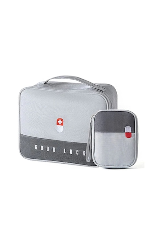 Vkemall 2'li Set Seyahat İçin Su Geçirmez İlk Yardım Çantası - Gri