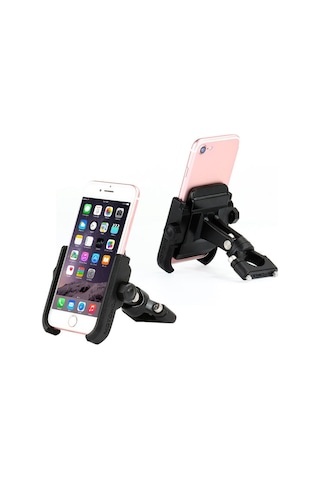 Motosiklet Gidon Alüminyum Alaşımlı Telefon Braketi, 4-6 İnç Cihaz İçin Uygun Siyah Siyah