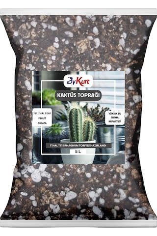 Bykurt 5 Litre Kaktüs Toprağı Böcek Sinek Yapmayan Premium Karışım Ts1 Torf, Perlit, Pomza 5 Litre