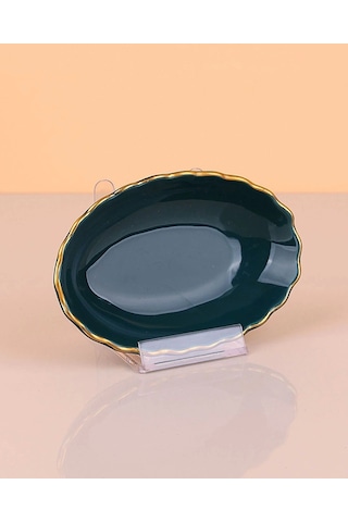 Porselen Altın Yaldızlı İstridye Çerezlik Reçellik Lokumluk Sosluk 1 Adet Petrol