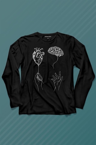 Kalp ve Beyin Aşk Akıl Mantık Duygusal Zeka Uzun Kollu Tişört Baskılı Çocuk T-shirt 001
