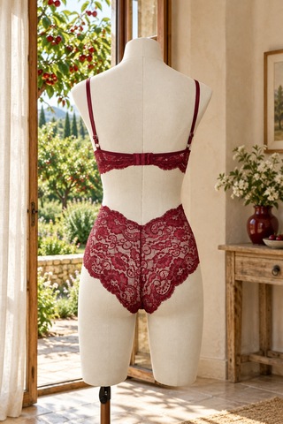 Loveria Bordo Destekli Dantel Detaylı Babydoll Bordo Bordo