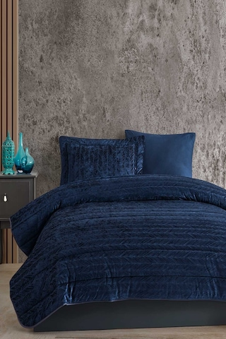 Elart Velvet Kadife Comfort Set Modern Uyku Seti Tek Kişilik Lacivert 2 Parça