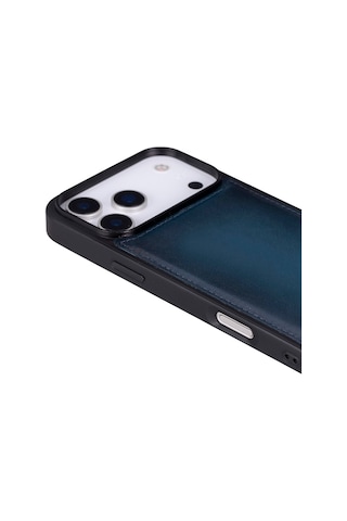Bloomcase Mono Midnight Marine Apple iPhone Uyumlu 17 Pro Max/ 18 Pro Max 6.9" Hakiki Deri Magsafe Kılıf Lacivert