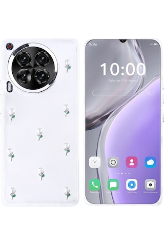 Zore Tecno Camon 30 4g Kılıf Airbag Tasarımlı Simli Şeffaf Kutup Kapak - Lale Şeffaf