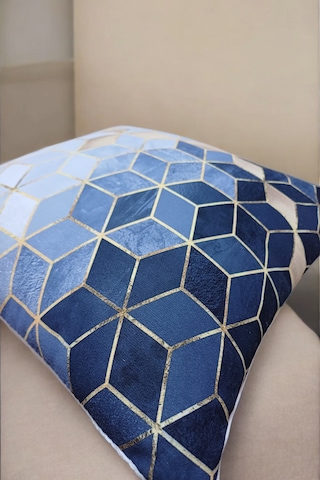 Modern Tarz Dijital Baskılı 4 Lü Dekoratif Kırlent Kılıfı Seti 43x43 Cm Şık Ve Renkli Tasarımlar Lacivert - Gri